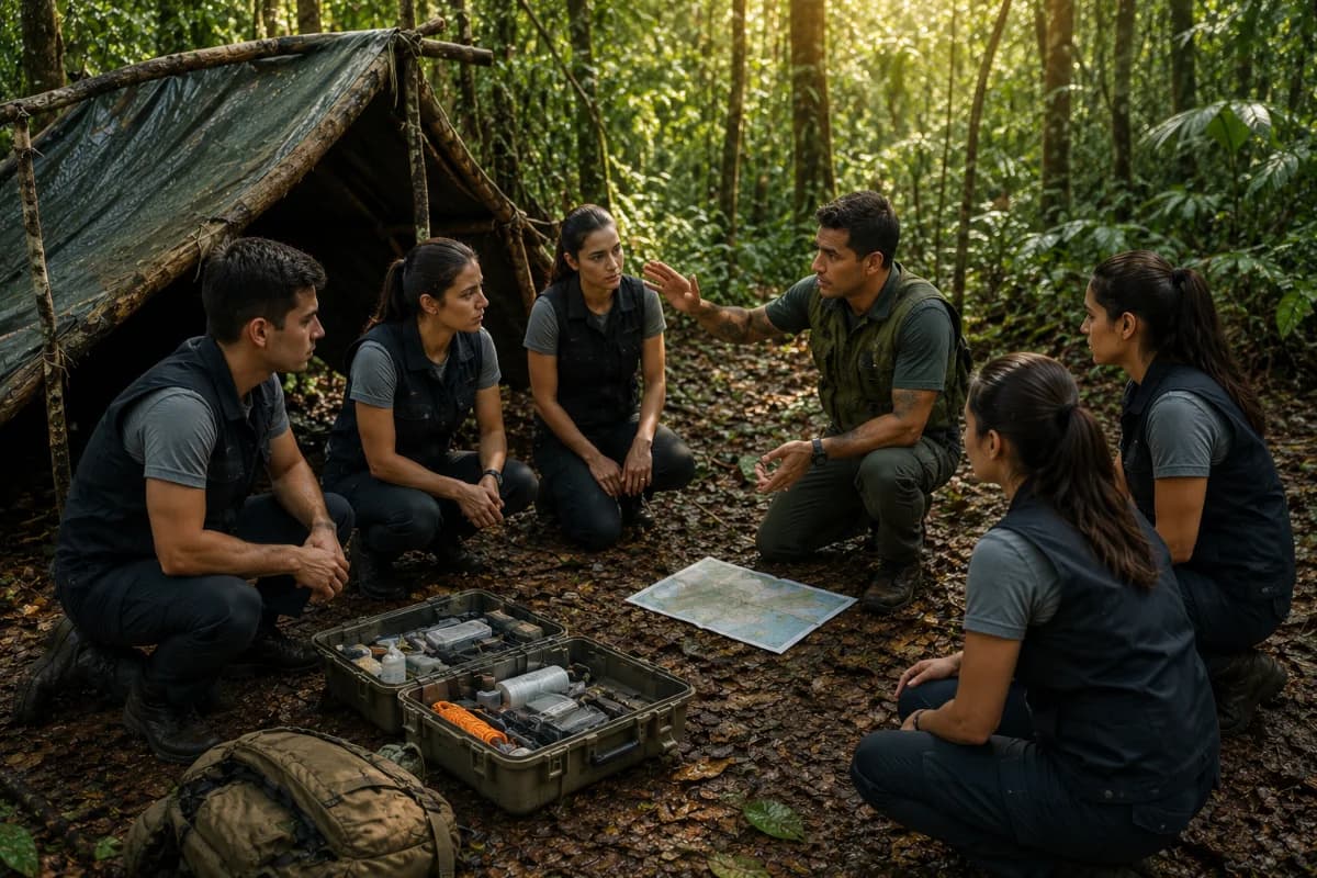 O que os comissários aprendem no treinamento de sobrevivência na selva?